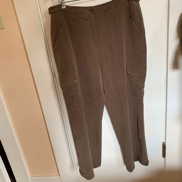 Tommy Bahama Brown Silk Sz 14 Pants Utility Safari Travel Trouser Cargo Pockets - Picture 1 of 11